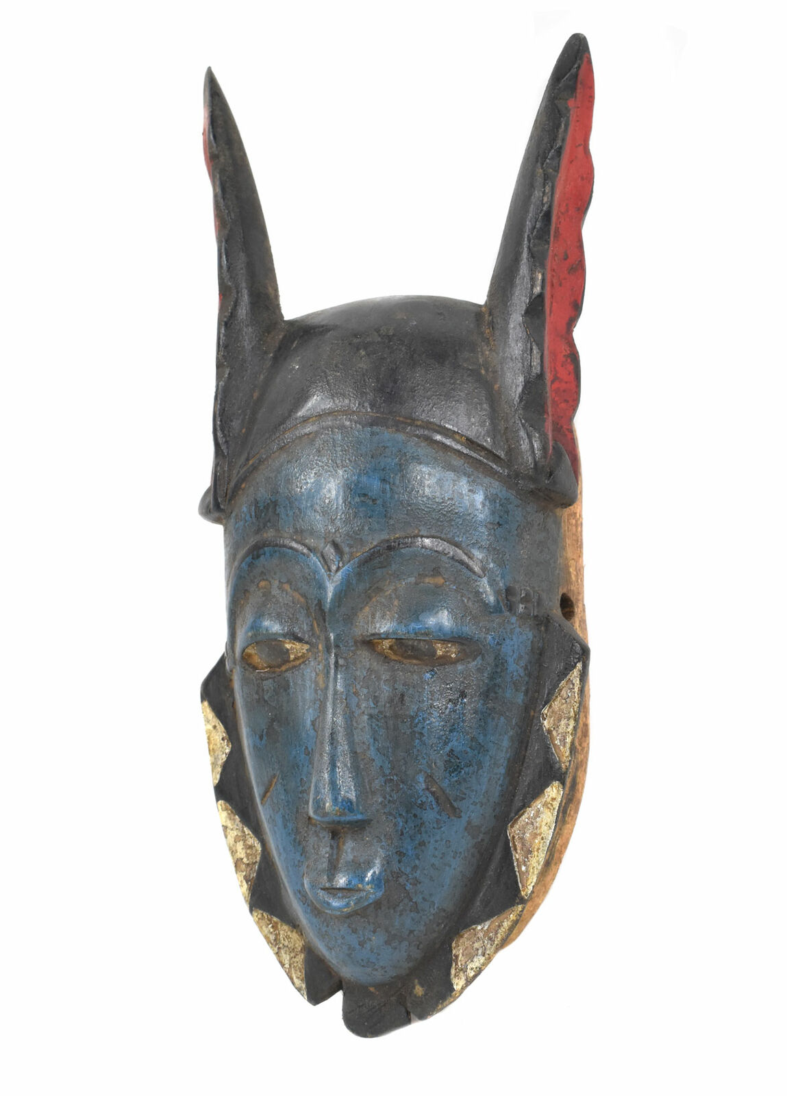 Guro Yaure Portrait Passport Mask With Horns Cote D'ivoire African Art