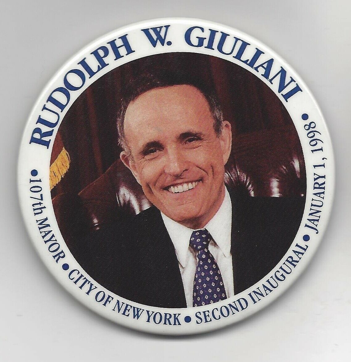 Rudy Giuliani Ny (r) Nyc Mayor 1993-01 1998 Inaugural Political Pin Button #3