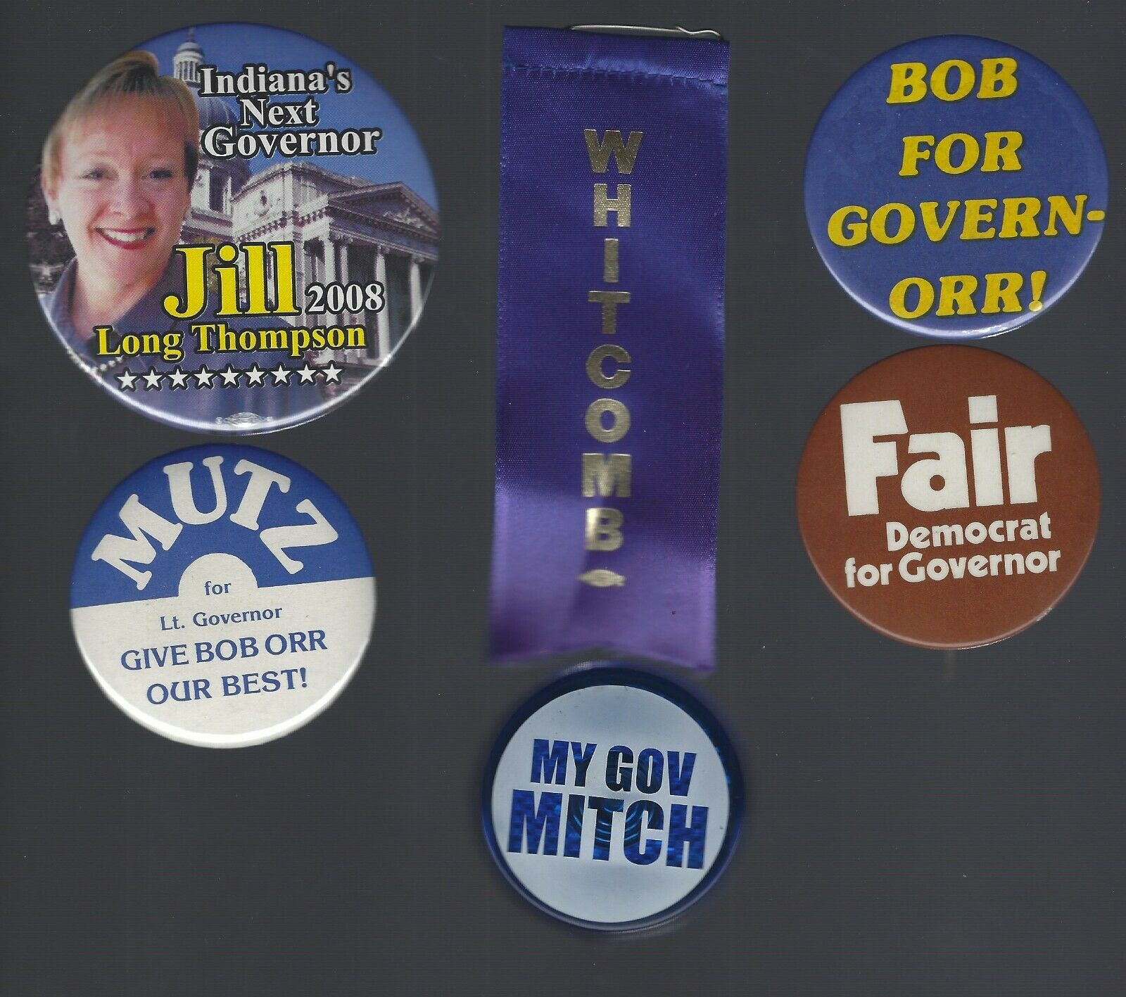 Vintage Indiana Governor Campaign Button Collection E